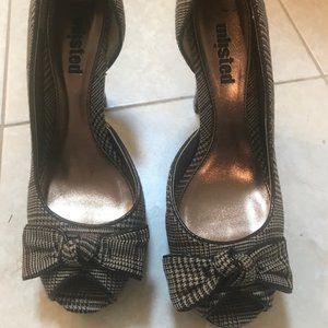 Unlisted Brown Plaid Peep-Toe Pump - Size 7